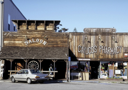 Downtown Cayucos CA Shops along Ocean Avenue in downtown Cayucos, California