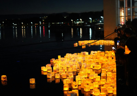 Evening lantern event at Leo J. Ryan Park amphitheater in Foster City, California