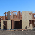 Wood framing for a new two story home under construction